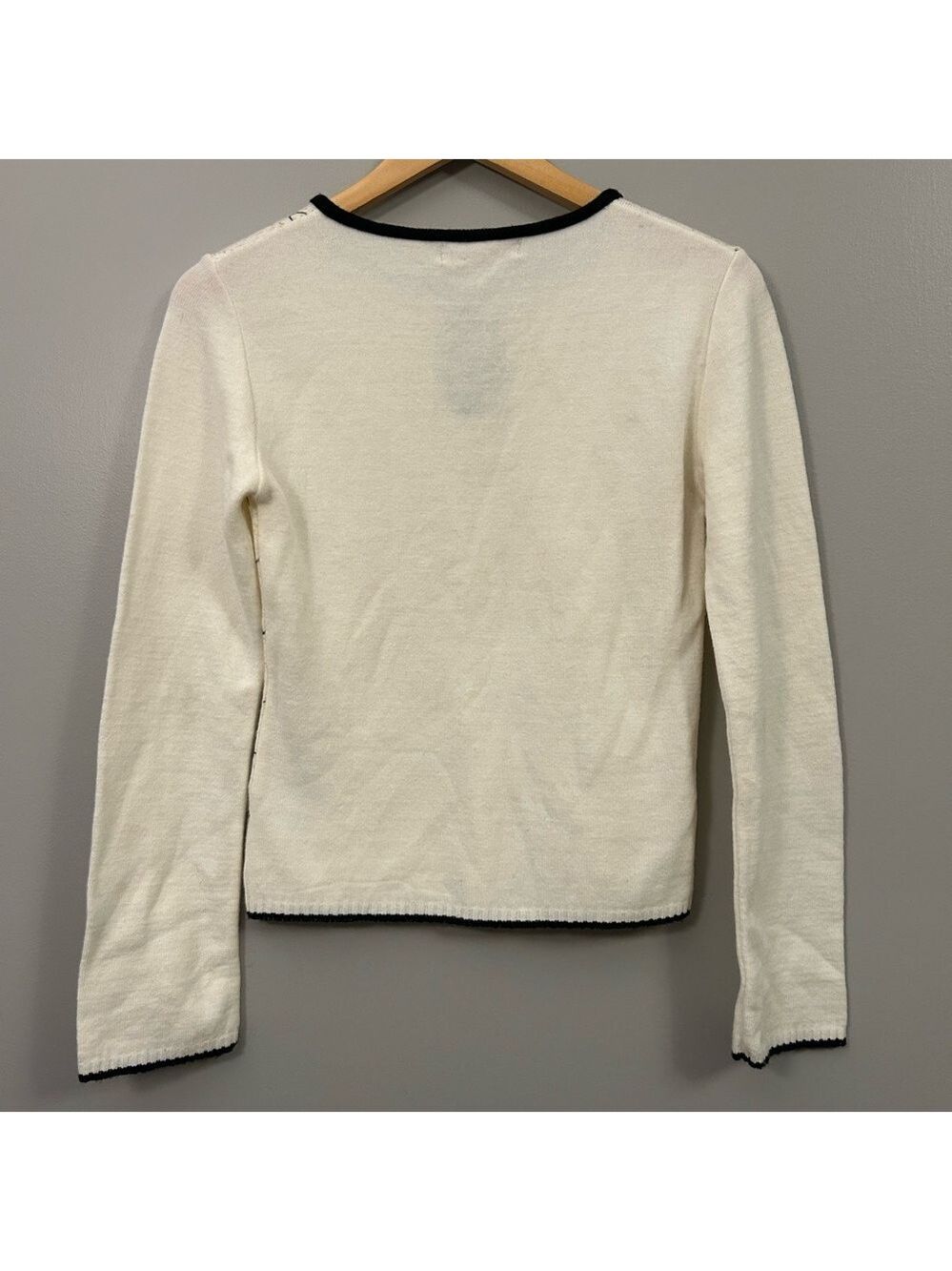 Tous Les Garçons Cream Script Print Long Sleeve Top French Paris Style Small - Picture 6 of 6